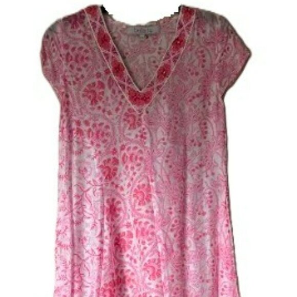 PINK Bella Tu Boho Maxi Tunic with Embroidered Beading- - Picture 3 of 4